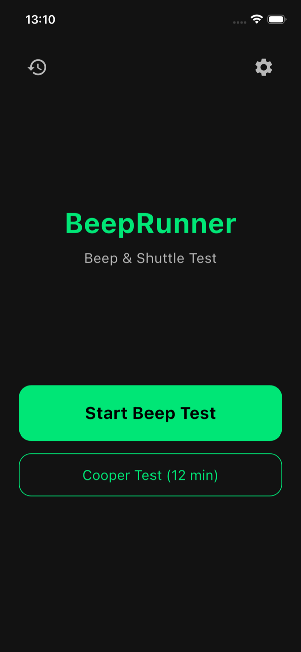 BeepRunner home screen